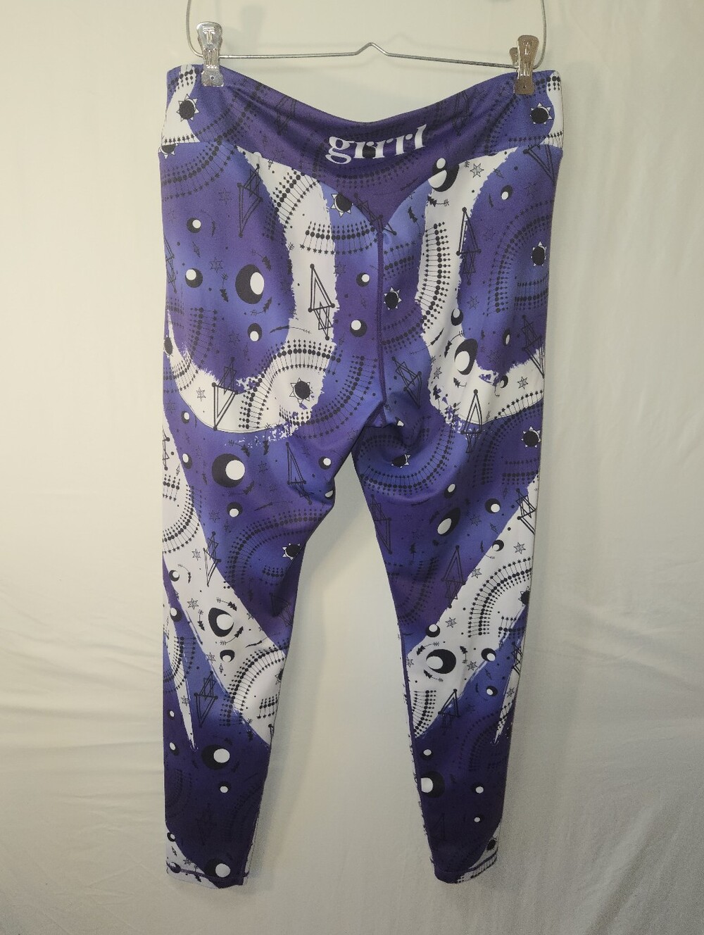 Grrrl US Womens Plus 34" Waist Purple Celestial Pattern Legging Sun Moon Stars - Picture 3 of 4